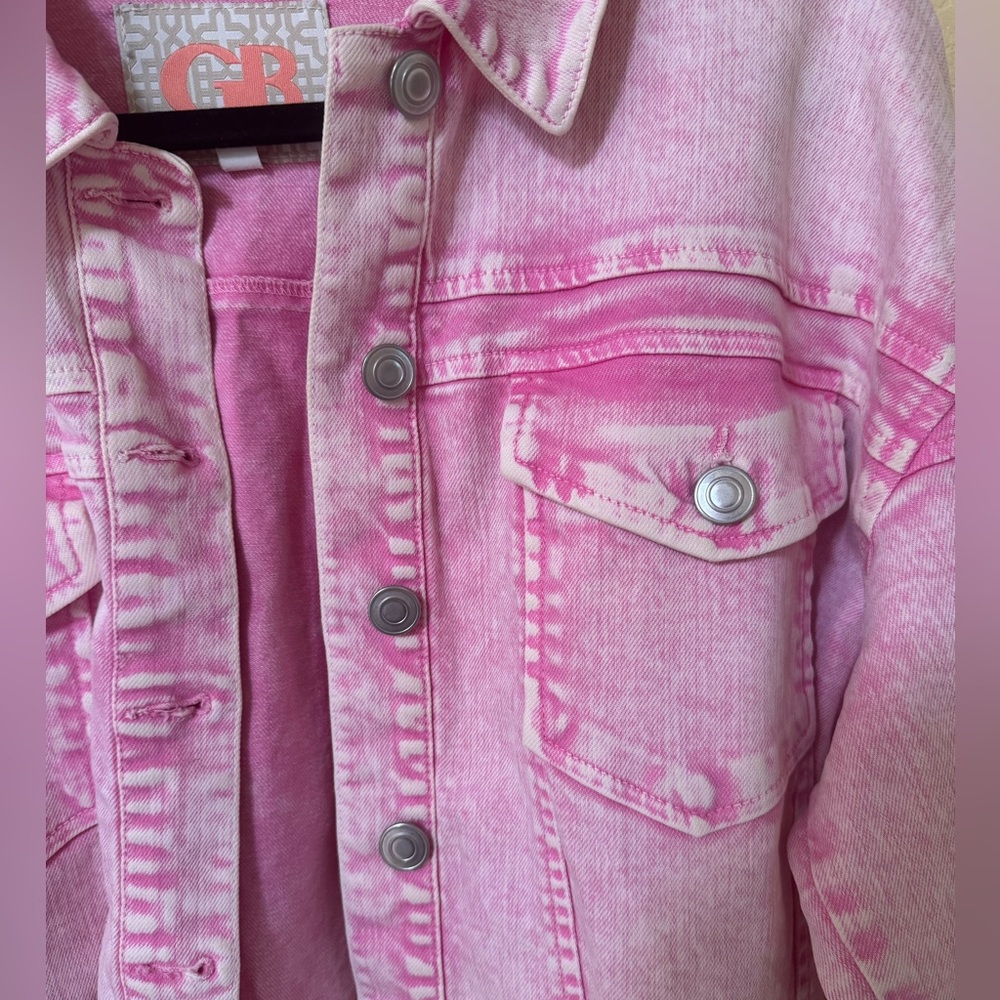 GB Pink Cropped Distressed Jacket NWT Size XL - Picture 2 of 5